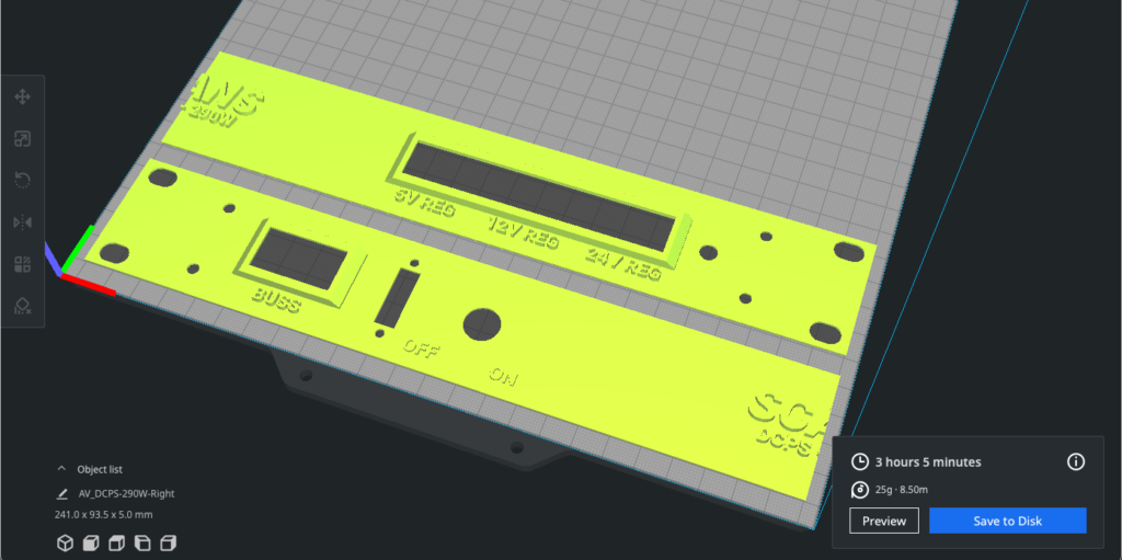 Faceplate sliced using Ultimaker Cura and ready for printing